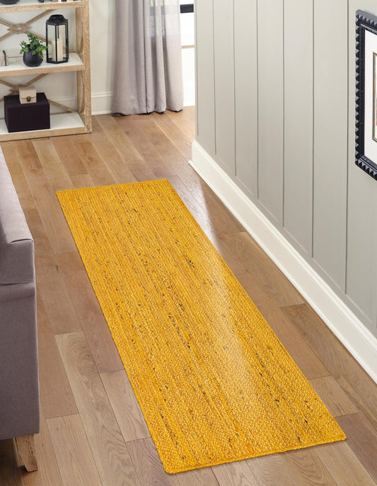 Handmade Braided Natural Jute Yellow Eco Friendly Floor Area Runner Rug