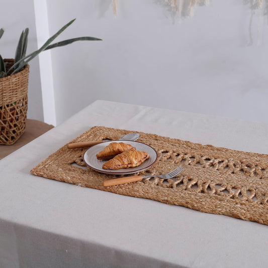 Handmade Eco Friendly Natural Jute Open Weave Dining Table Runner For Home Decor