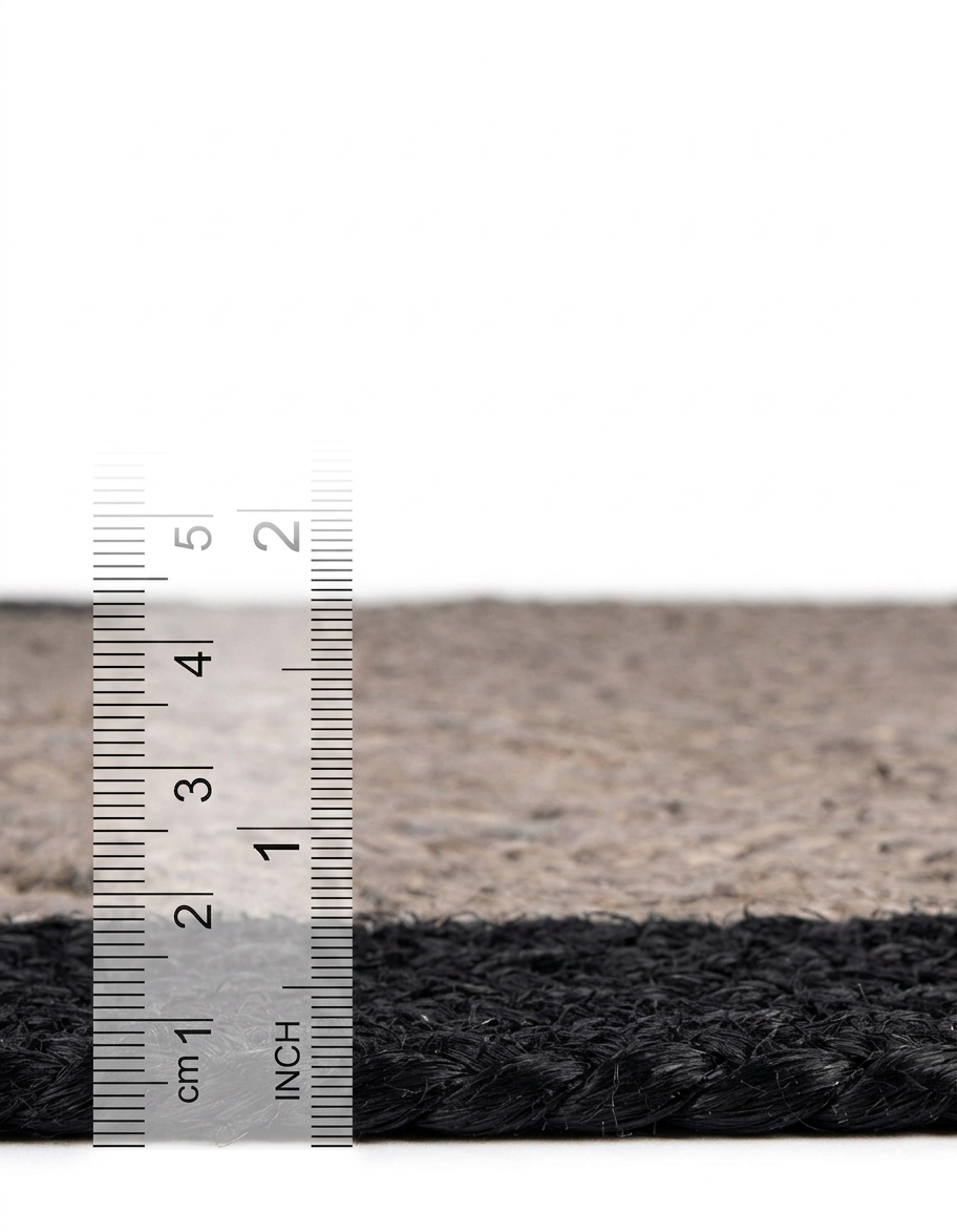 Measurement of a rug with a ruler showing dimensions