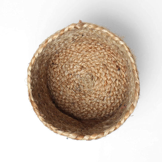 Natural woven jute basket set for storing toys, clothes, towels, blankets, and laundry with durable handcrafted braided texture