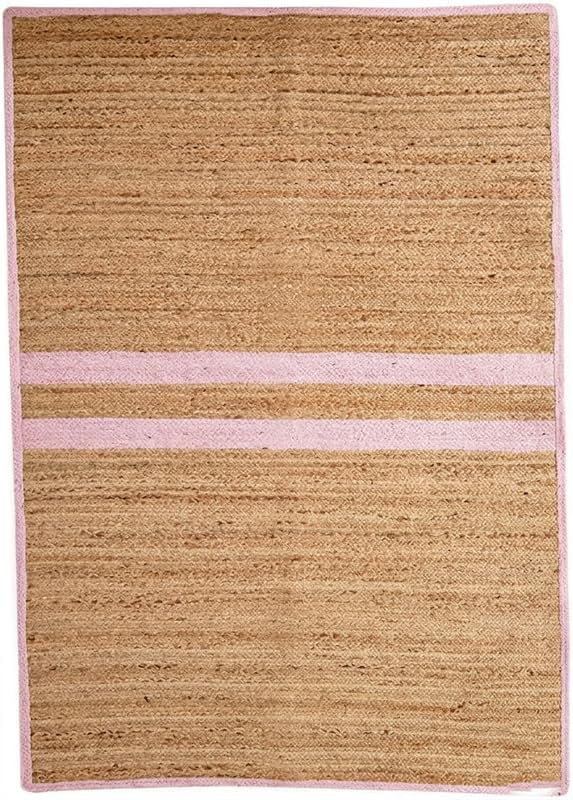 Natural Jute Area Rug square jute floor carpet with tan weave and light pink border
