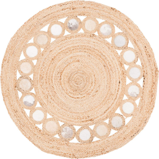 Natural Jute Area Rug with scalloped design and soft texture, perfect for enhancing any living space.