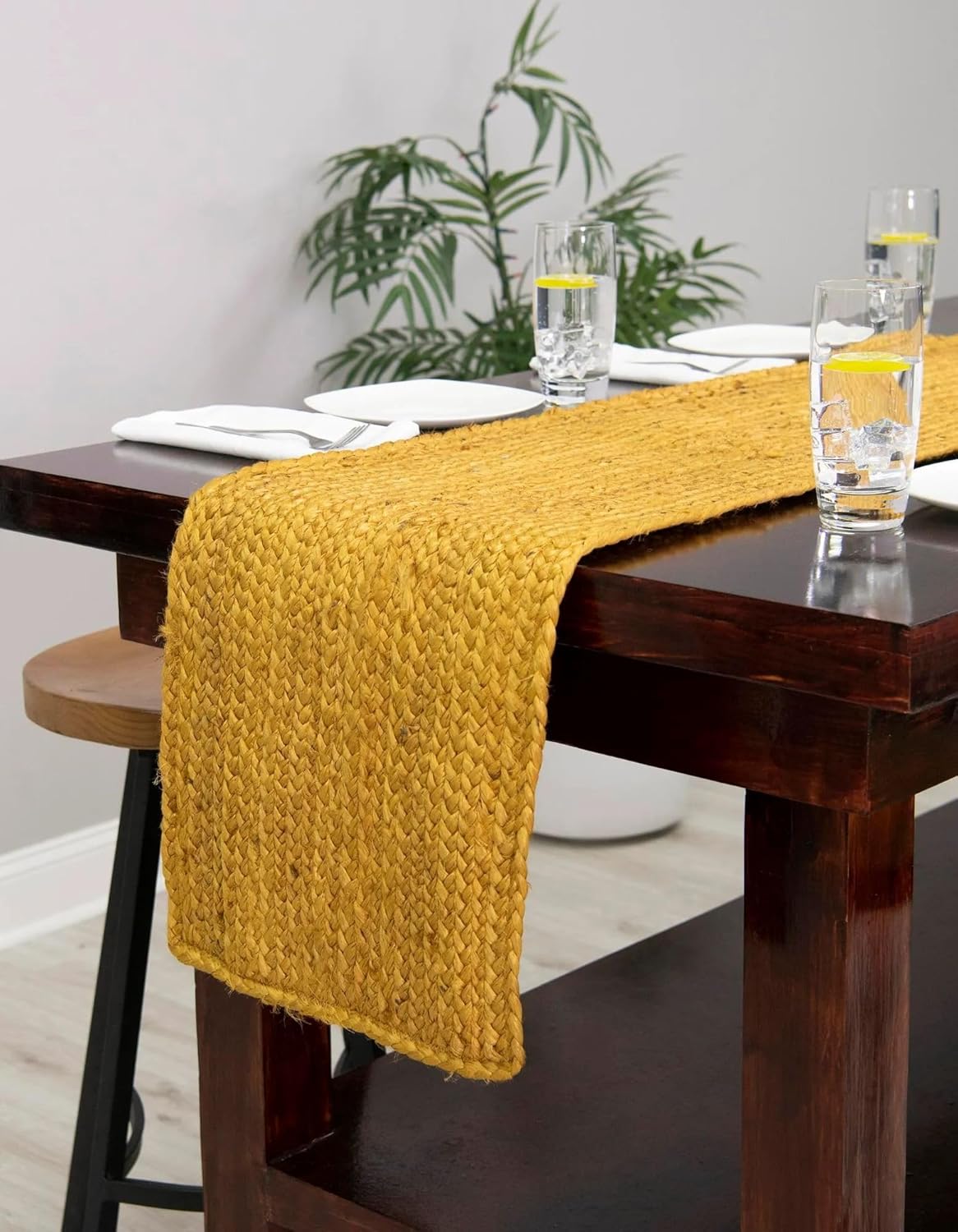 Handmade Braided Eco Friendly Natural Jute Yellow Dining Table Runner
