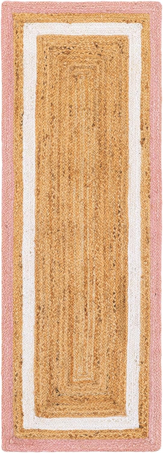 Handmade Eco Friendly Natural Jute With Pink and White Border Table Runner