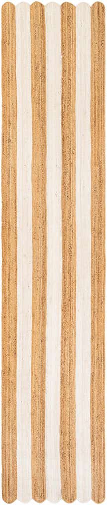 handmade Jute Runner as natural jute Floor Carpet with light tan and beige vertical stripes