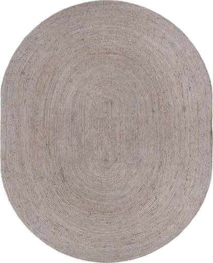 Modern Graphite Grey Oval Braided Cotton Rug | Versatile Neutral Hand-Woven Floor Rug