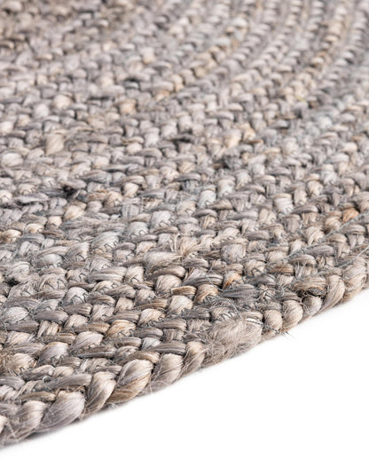 Modern Graphite Grey Oval Braided Cotton Rug | Versatile Neutral Hand-Woven Floor Rug