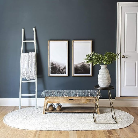 Bohemian Off-White Oval Jute Rug | Natural Braided Fiber Area Rug for Bright Interiors