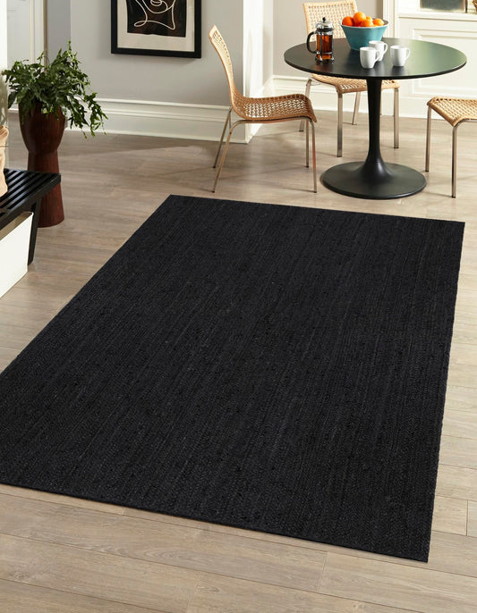 Handmade Braided Natural Jute Black Floor Area Runner Rug,Floor Carpet Rug For Home Decor