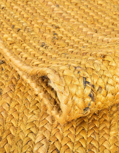 Sunshine Yellow Oval Jute Area Rug | Vibrant Hand-Woven Natural Fiber Floor Carpet Rug