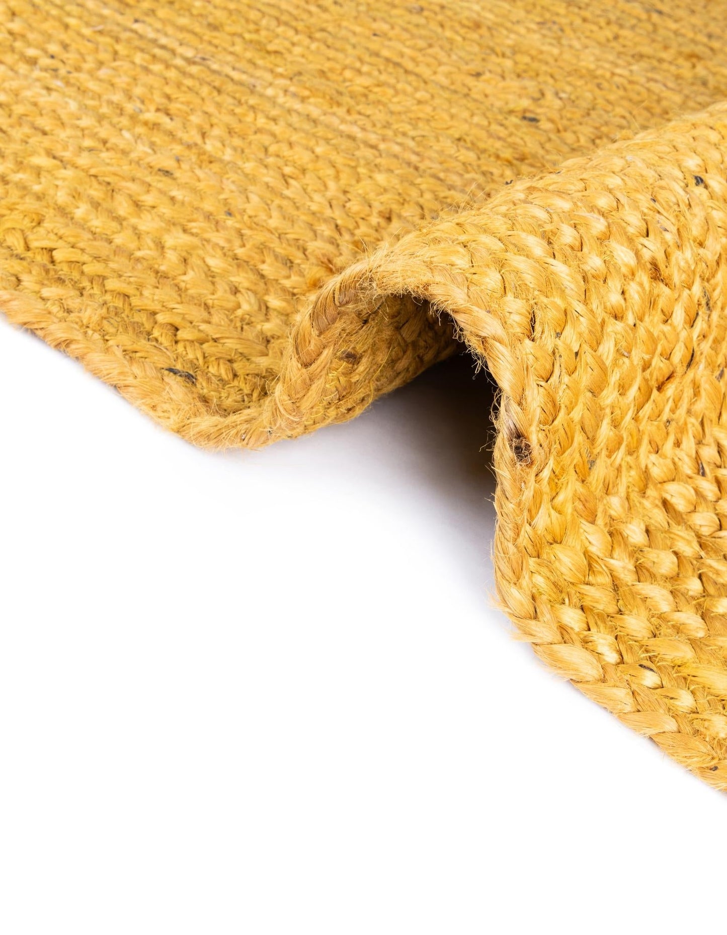 Golden Mustard Round Jute Area Rug | Handwoven Natural Fiber Farmhouse Area Rug