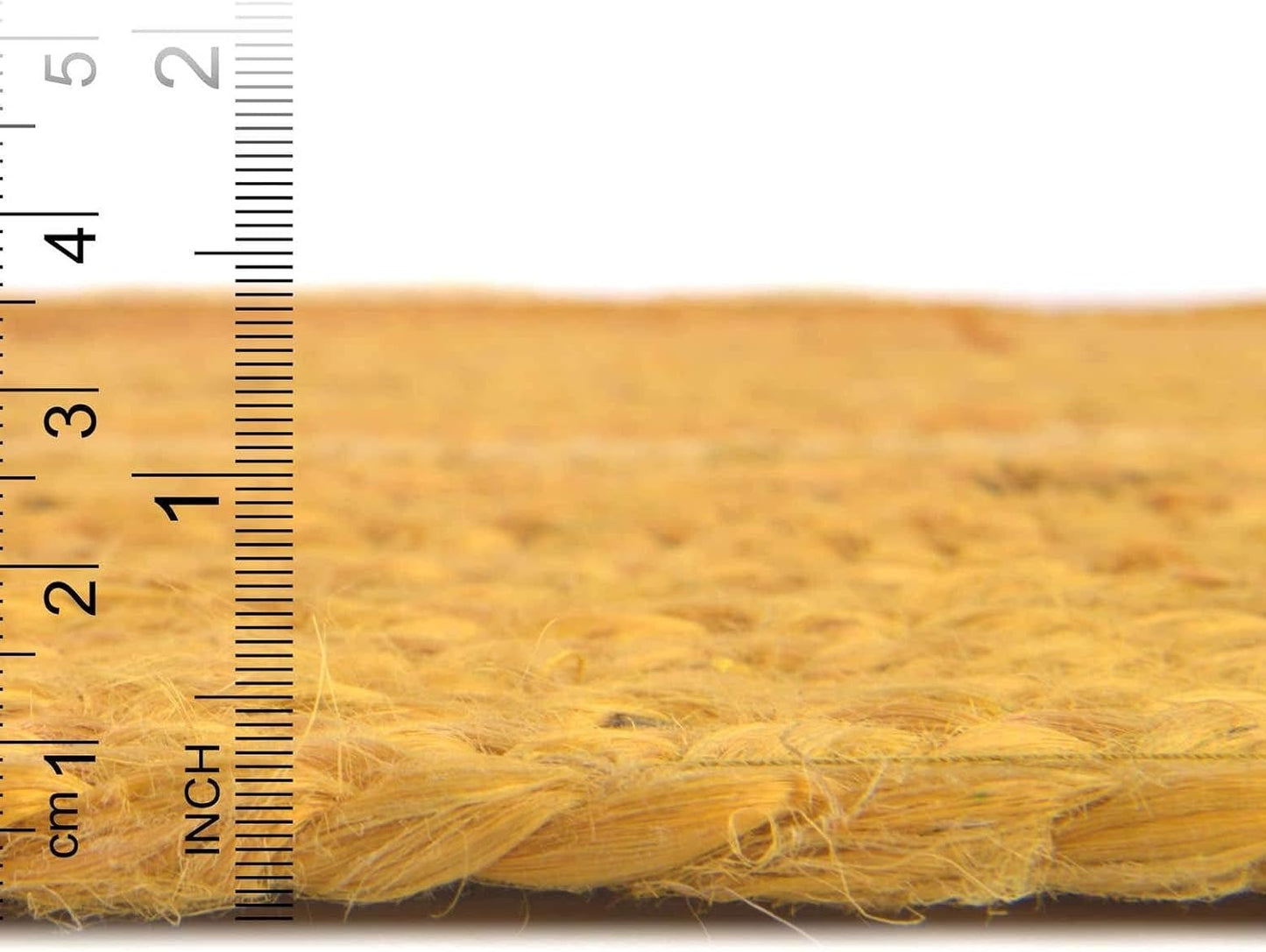 Golden Mustard Round Jute Area Rug | Handwoven Natural Fiber Farmhouse Area Rug