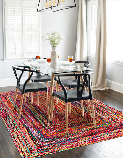 Handmade Braided Pure Cotton Rectangle Floor Area Rug-Floor Carpet Rug-Bed Side Runner Rug