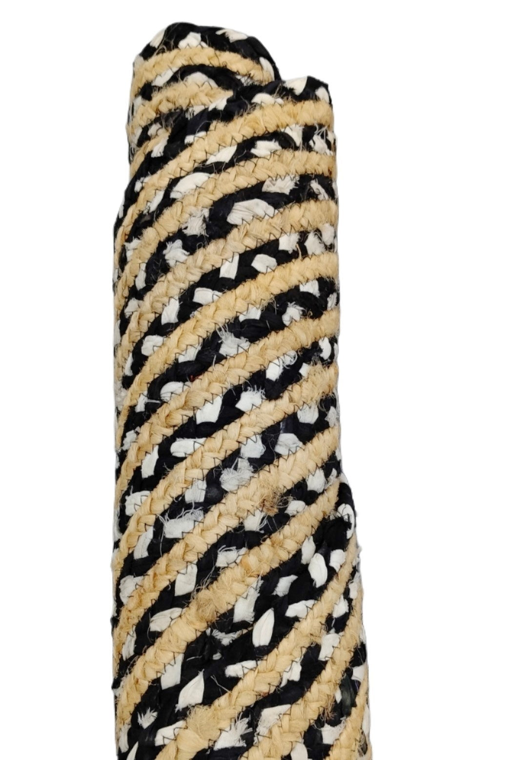 Handcrafted Black & White Oval Braided Cotton Rug | Minimalist Reversible Area Rug