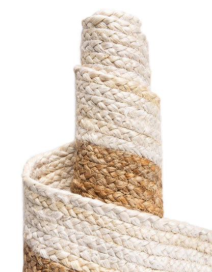 Handmade Braided Natural Jute Two Tone Eco Friendly Floor Area Runner Rug