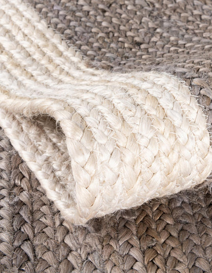 Handmade Braided Natural Jute Inner Grey With White Border Eco Friendly Floor Area Runner Rug