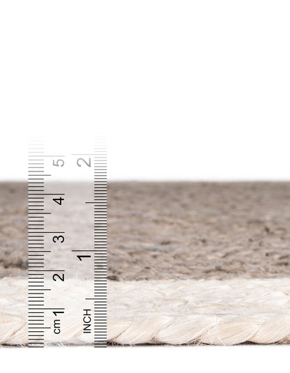 Handmade Braided Natural Jute Inner Grey With White Border Eco Friendly Floor Area Runner Rug