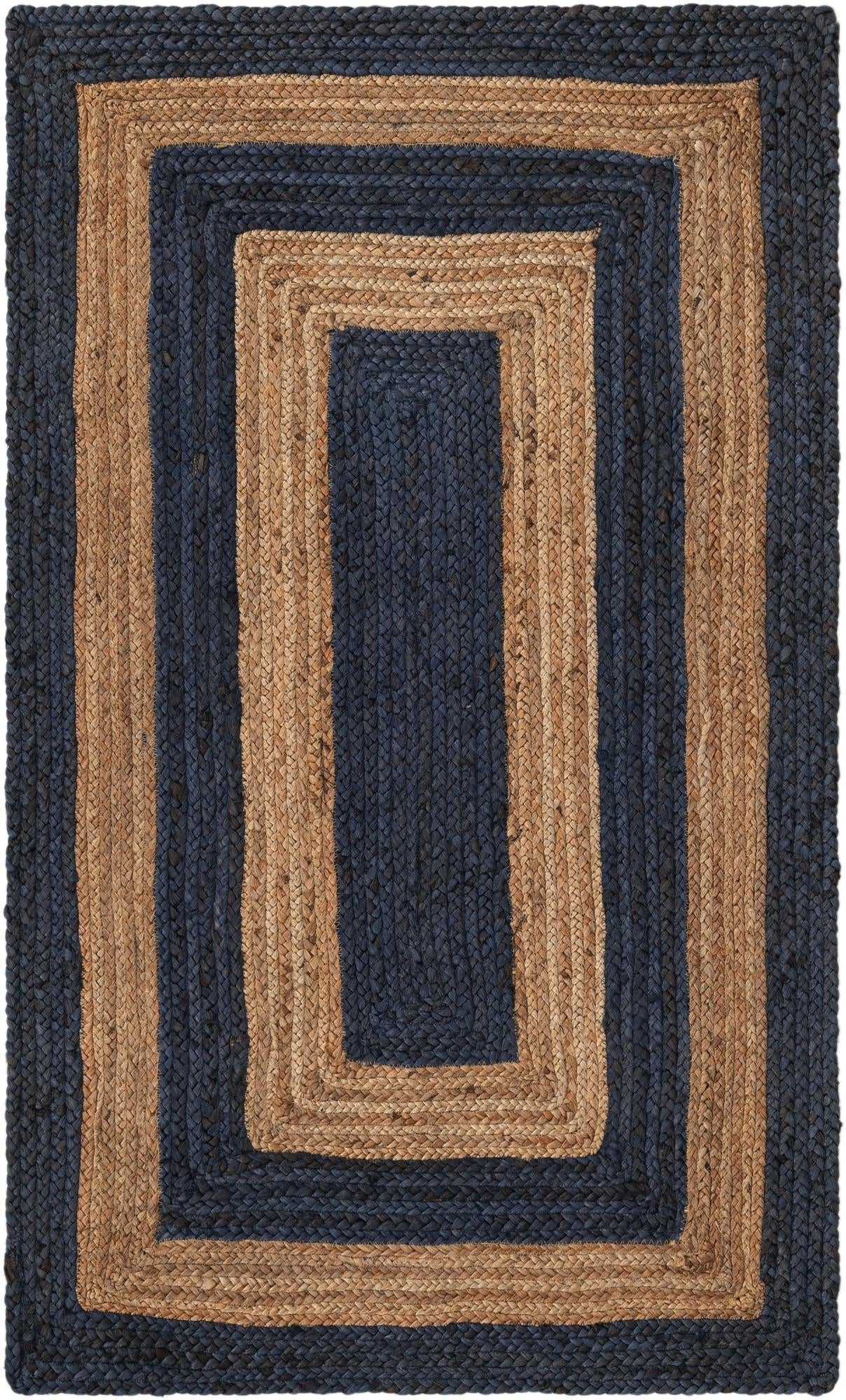 Handmade Braided Natural Jute Two Tone Eco Friendly Floor Area Runner Rug