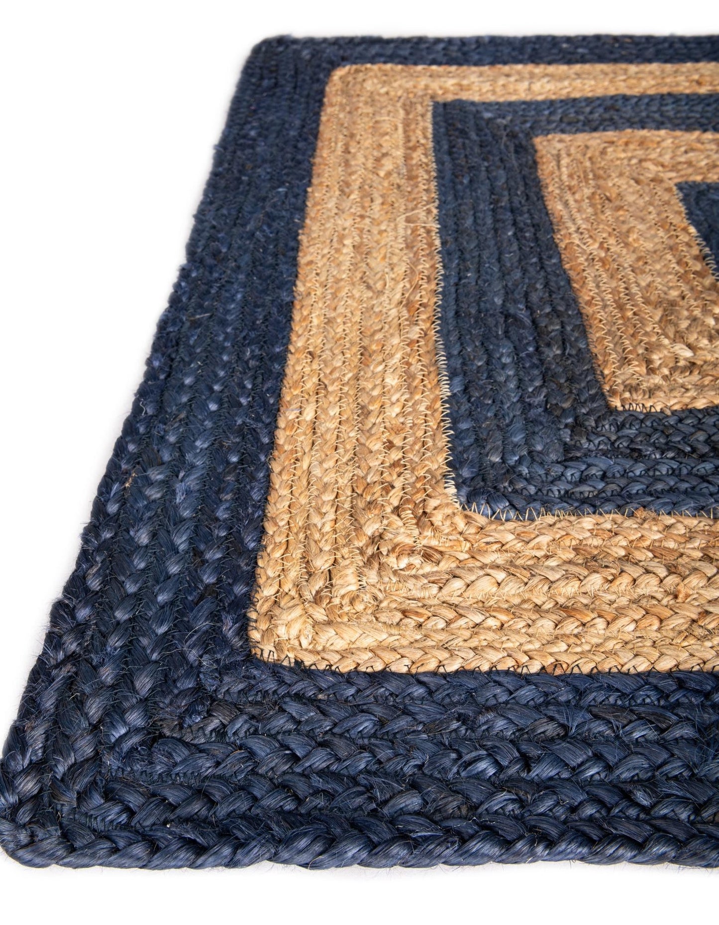 Handmade Braided Natural Jute Two Tone Eco Friendly Floor Area Runner Rug