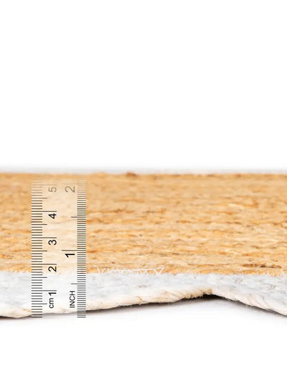 Handmade Scalloped Round Jute Rug with White Border – Natural Eco-Friendly Boho Area Rug