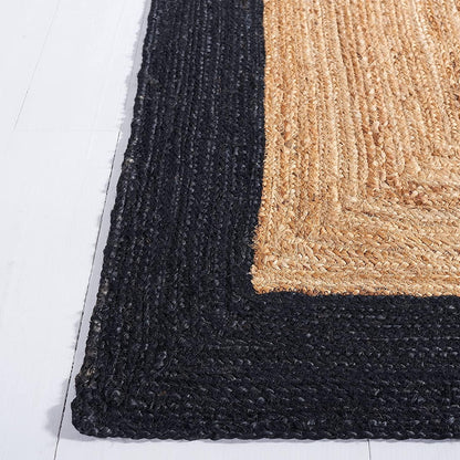 Natural Jute Oval Rug with Bold Black Border | Hand-Woven Modern Rustic Area Rug