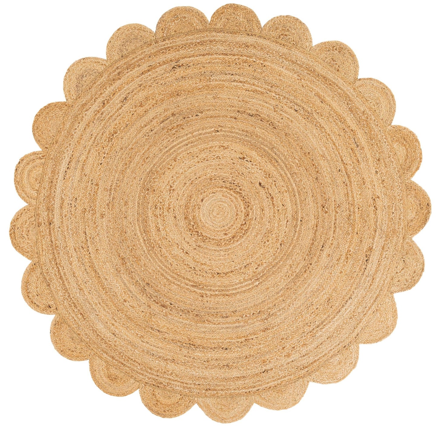 Handmade Scalloped Round Jute Rug – Natural Eco-Friendly Boho Area Rug
