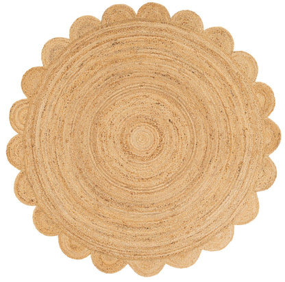 Handmade Scalloped Round Jute Rug – Natural Eco-Friendly Boho Area Rug