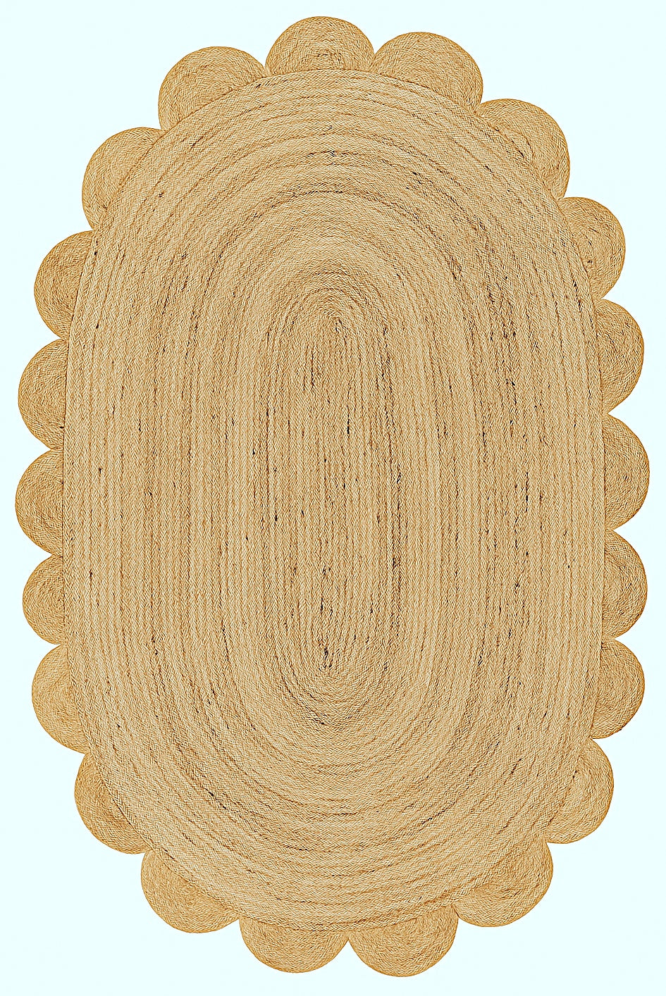 Handmade Braided Natural Jute Oval Shape Floor Area Rug-Floor Carpet Rug