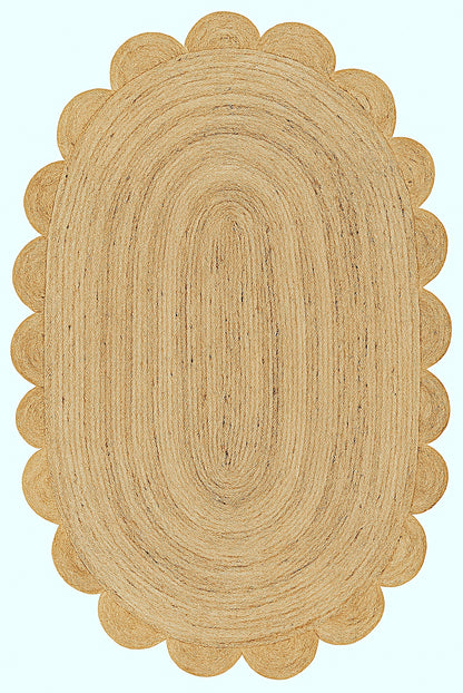 Handmade Braided Natural Jute Oval Shape Floor Area Rug-Floor Carpet Rug