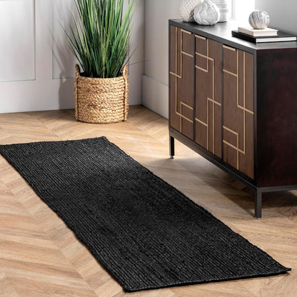 Handmade Braided Natural Jute Black Floor Area Runner Rug,Floor Carpet Rug For Home Decor