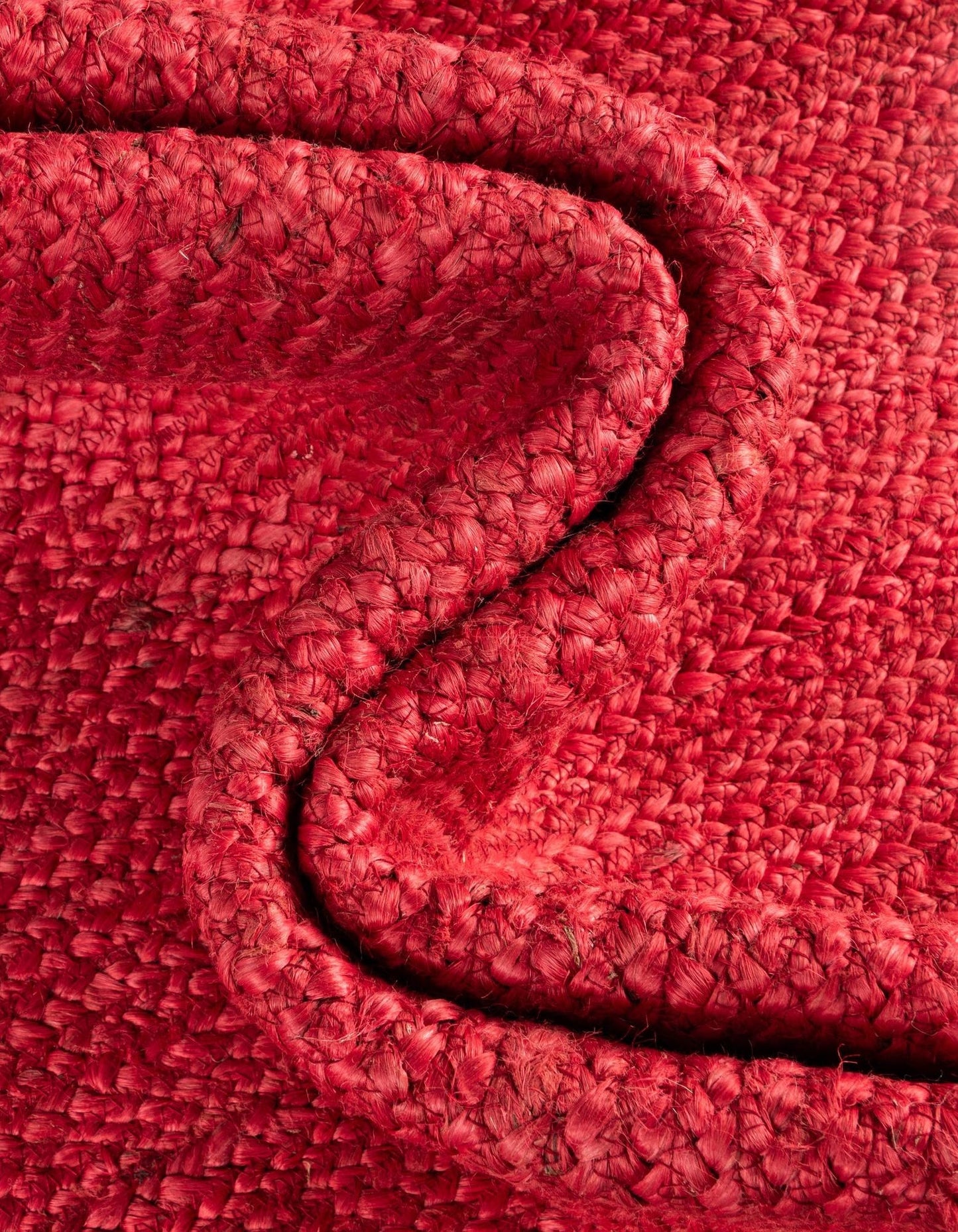 Artisan Crimson Red & Natural Border Jute Oval Rug | Modern Farmhouse Hand-Braided Area Rug