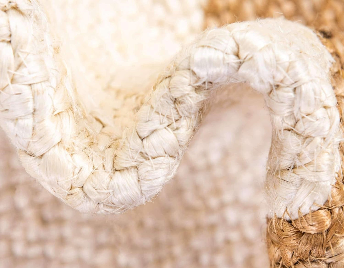 Natural Ivory Center Oval Jute Rug with Hand-Braided Border | Eco-Friendly Farmhouse Area Rug