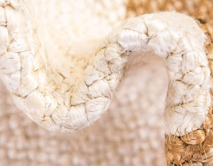 Natural Ivory Center Oval Jute Rug with Hand-Braided Border | Eco-Friendly Farmhouse Area Rug