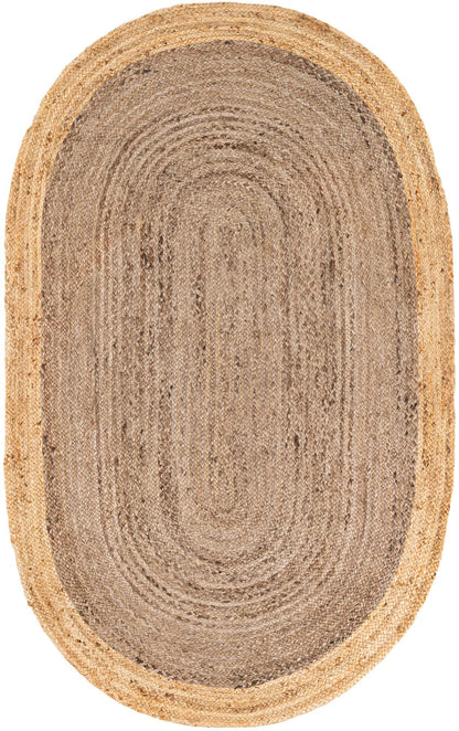 Handmade Round Grey & Natural Jute Rug – Grey Inner with Natural Border | Eco-Friendly Area Rug