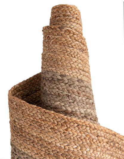 Handmade Round Grey & Natural Jute Rug – Grey Inner with Natural Border | Eco-Friendly Area Rug