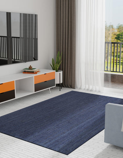 Handmade Braided Natural Jute Neavy Blue Eco Friendly Floor Area Runner Rug