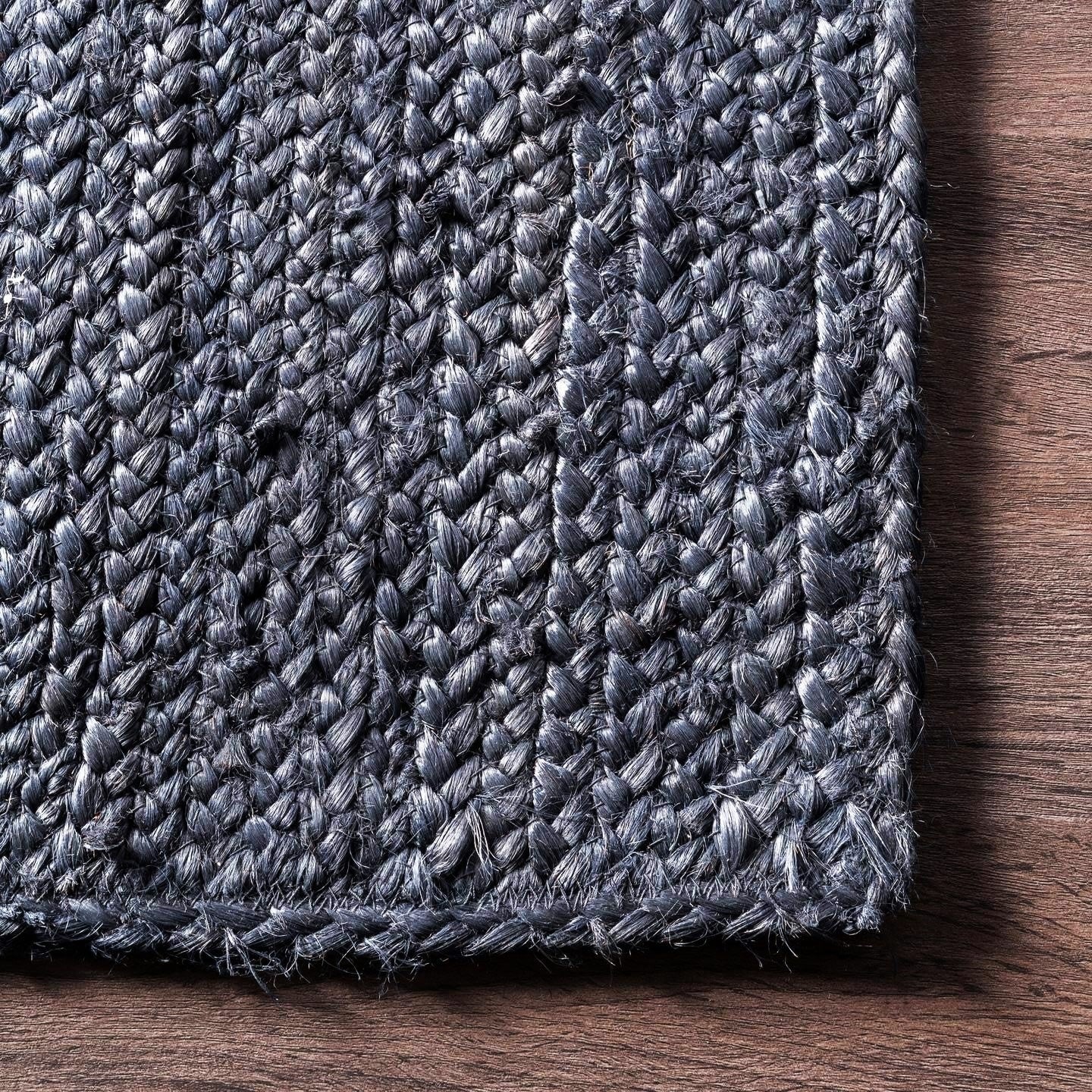 Handmade Braided Natural Jute Neavy Blue Eco Friendly Floor Area Runner Rug