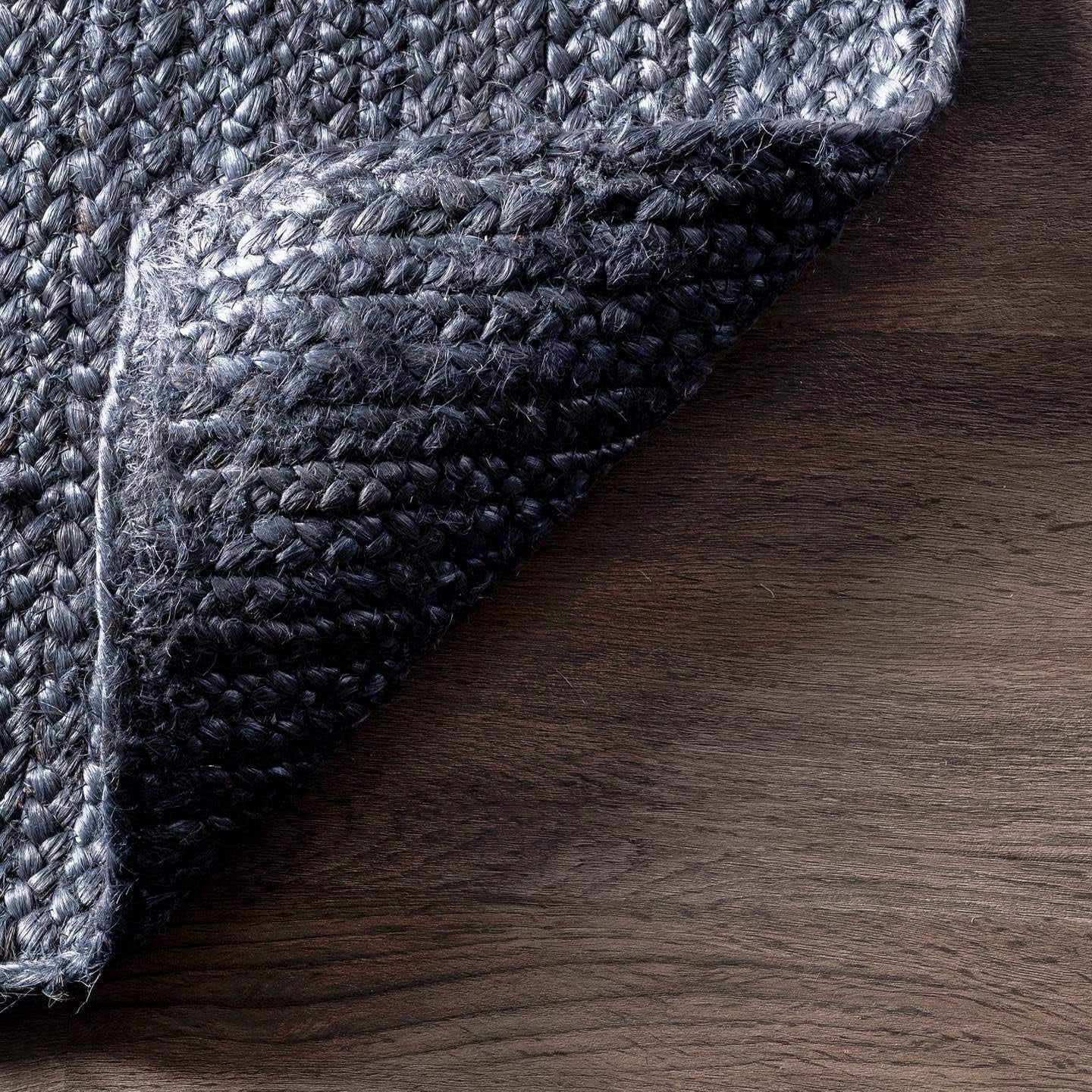 Handmade Braided Natural Jute Neavy Blue Eco Friendly Floor Area Runner Rug