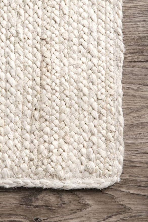 Handmade Braided Natural Jute Off White Eco Friendly Floor Area Runner Rug