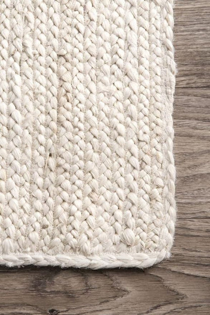 Handmade Braided Natural Jute Off White Eco Friendly Floor Area Runner Rug