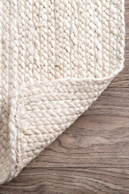 Handmade Braided Natural Jute Off White Eco Friendly Floor Area Runner Rug
