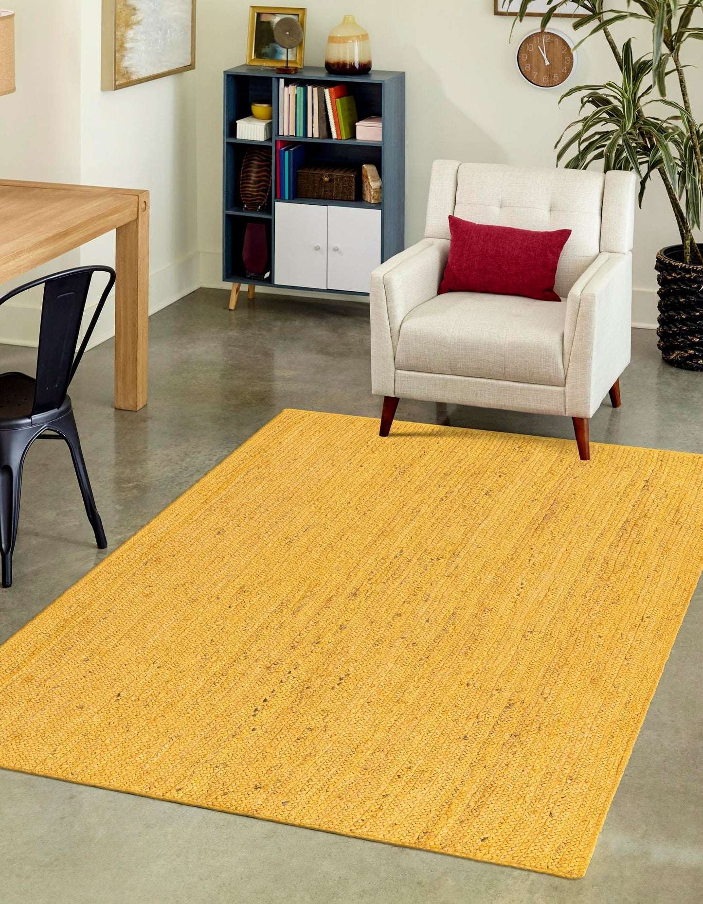 Handmade Braided Natural Jute Yellow Eco Friendly Floor Area Runner Rug