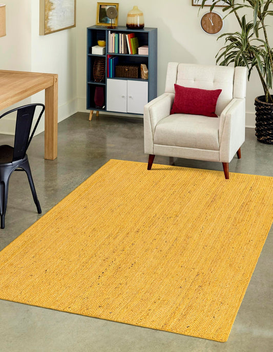 Handmade Braided Natural Jute Yellow Eco Friendly Floor Area Runner Rug