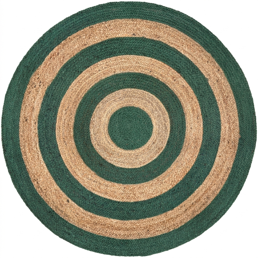 Natural Jute Area Rug green and beige spiral woven jute Round Rug for floor carpet