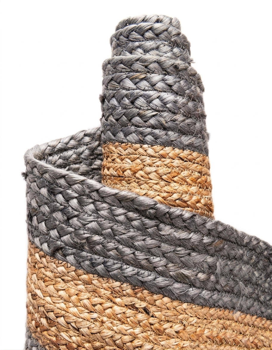handmade Jute Runner braided natural jute with gray and tan weave for floor carpet