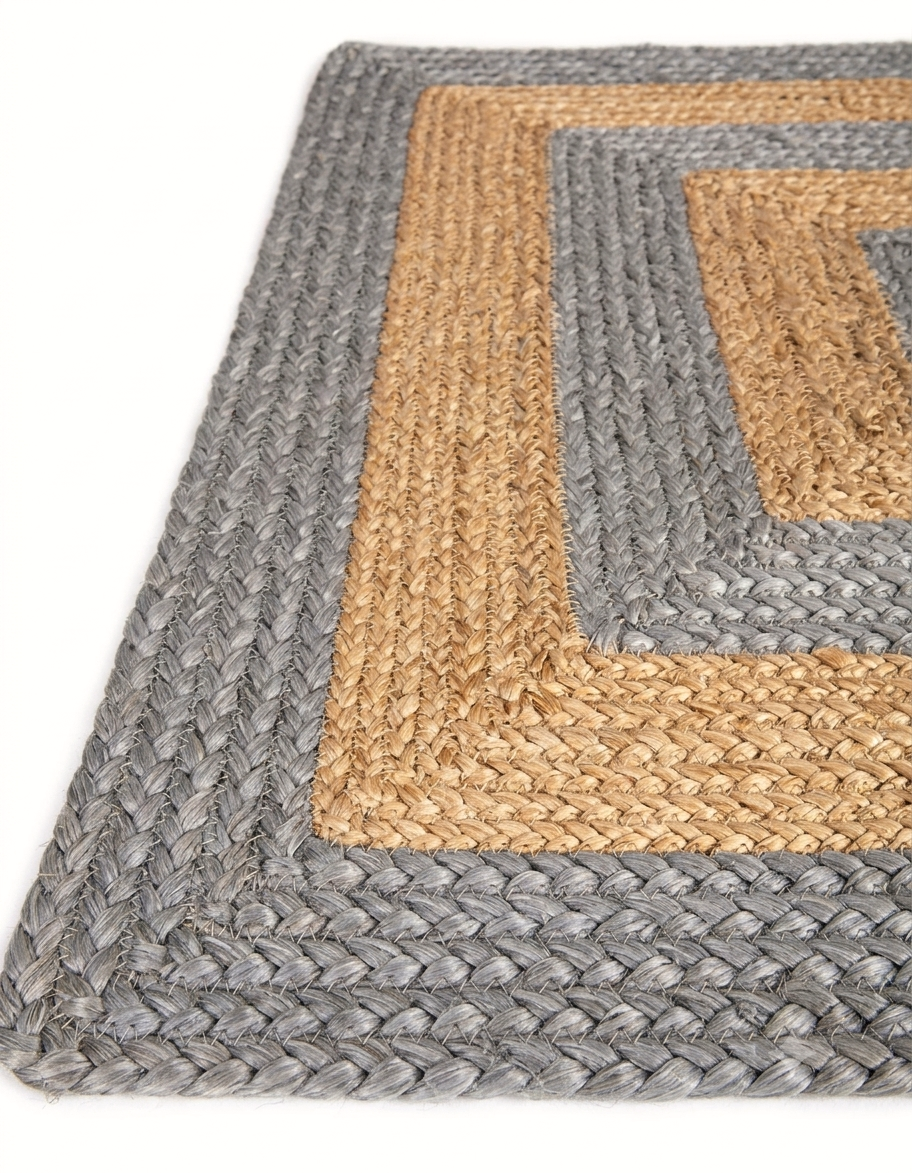 Natural Jute Area Rug woven gray and natural jute floor carpet with textured loops