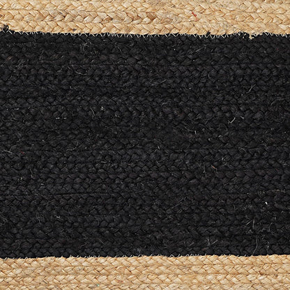Indian Handmade Natural Jute Inner Black and Natural Border Dining Table Runner