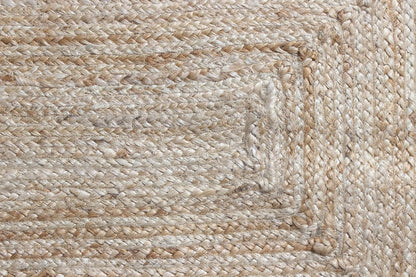Handmade Natural Black Geometric Scalloped Jute Rug Rectangle Braided Area Rug