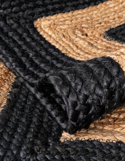 Natural Jute Area Rug black and tan Black Jute Rug Floor Carpet with braided woven texture