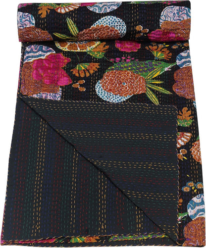 Decorative pouch with floral patterns on a black background